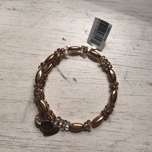 Alex and Ani Gold Bracelet with Rose-Colored Beads