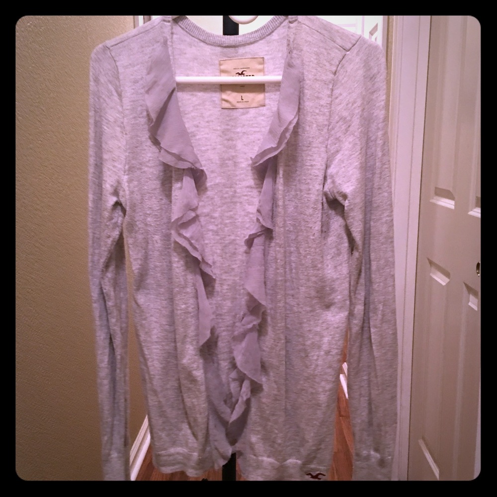 HOLLISTER LIGHT GREY CARDIGAN
