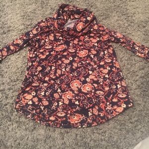 Ultra Flirt Juniors Blue Multi Printed Funnel-Neck