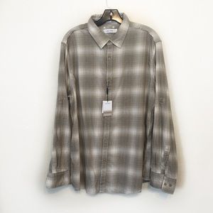 NWT Calvin Klein Men's Shirt - Tan & White - L