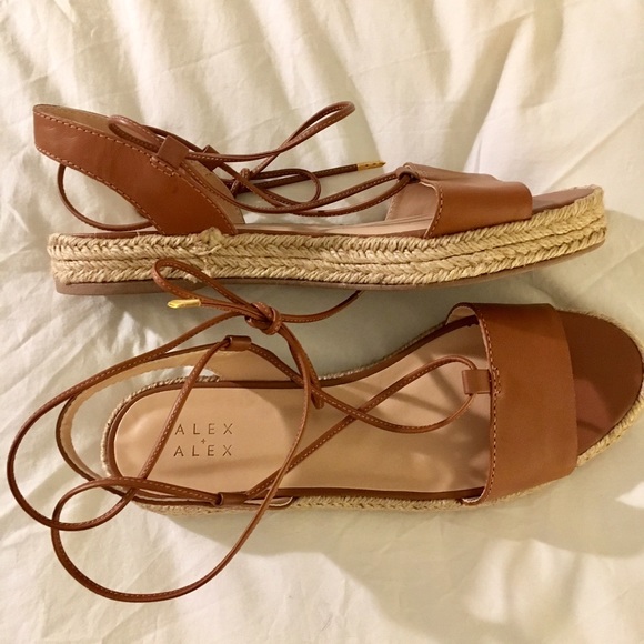 Shoes - Leather Lace-Up Espadrilles