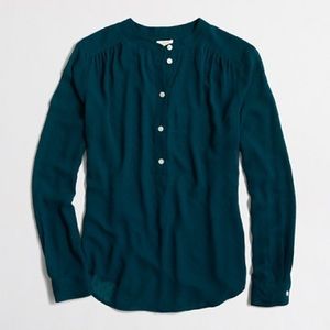 J. Crew Factory Green Dot-Dash Blouse