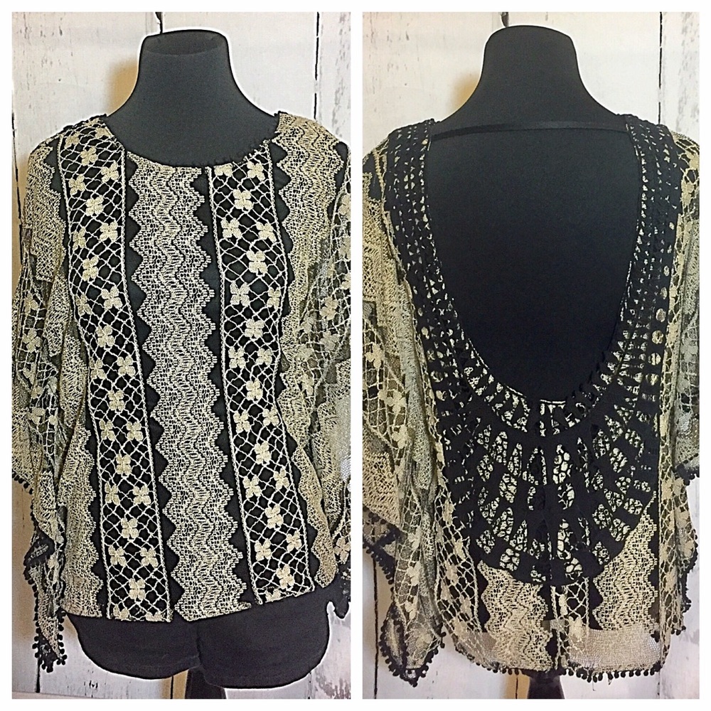 NWT Lace Detailed Low Back Top