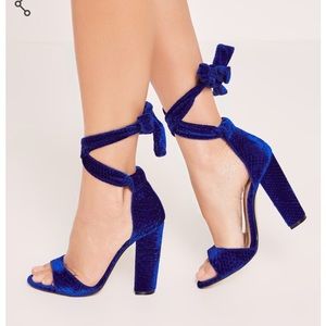Blue suede heels