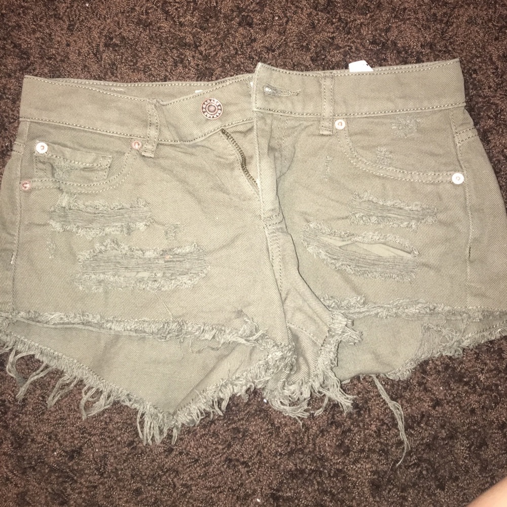 Army green garage Jean shorts