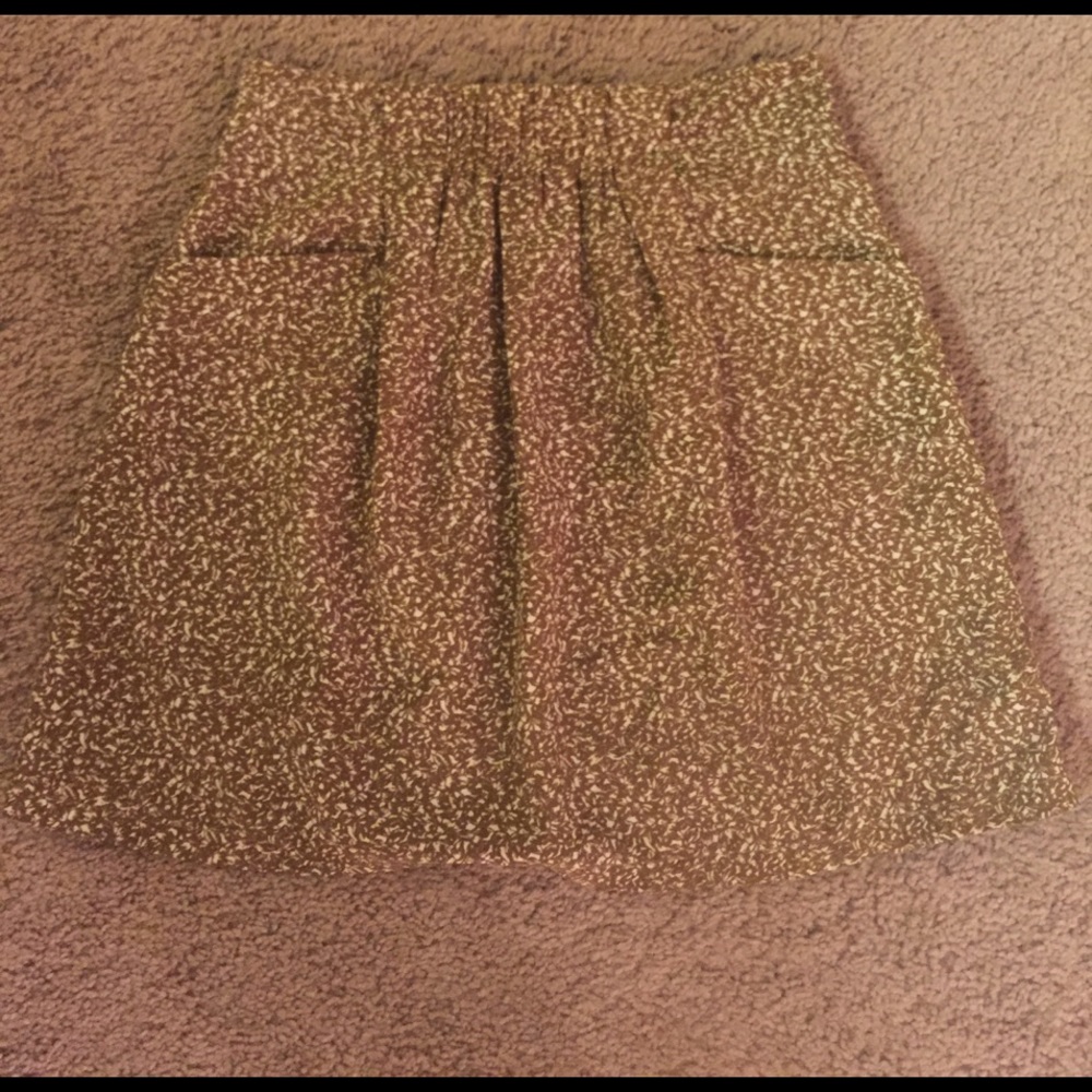 Gold and cream floral print skirt