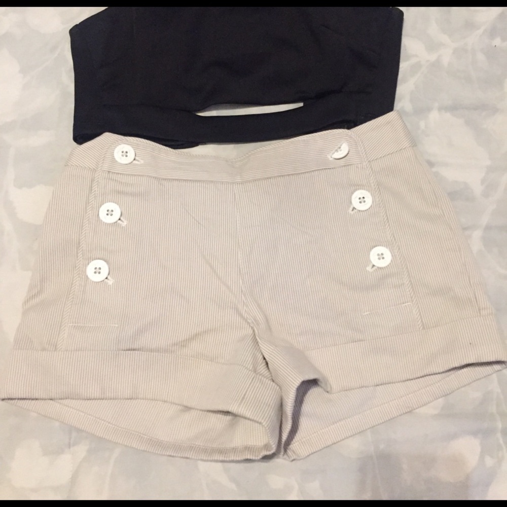 White and Grey stripped Shorts from Aritzia