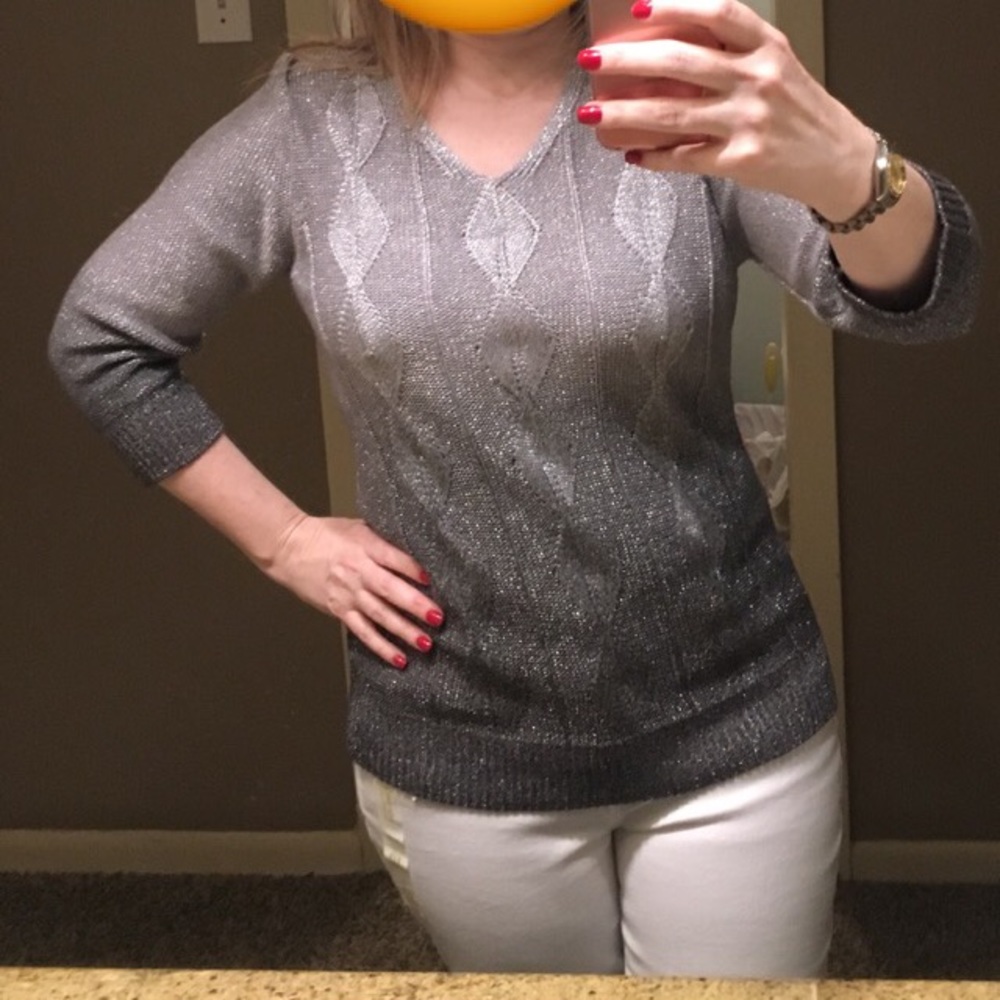 Silver sparkle bling ombré sweater BNWT
