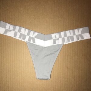 VS PINK White/Gray Thong