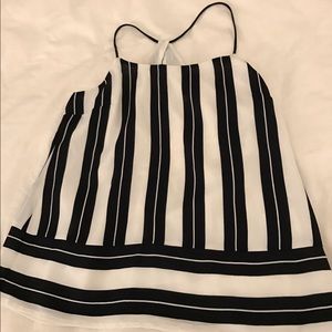 Striped Silk Spaghetti Strap Tank Blouse