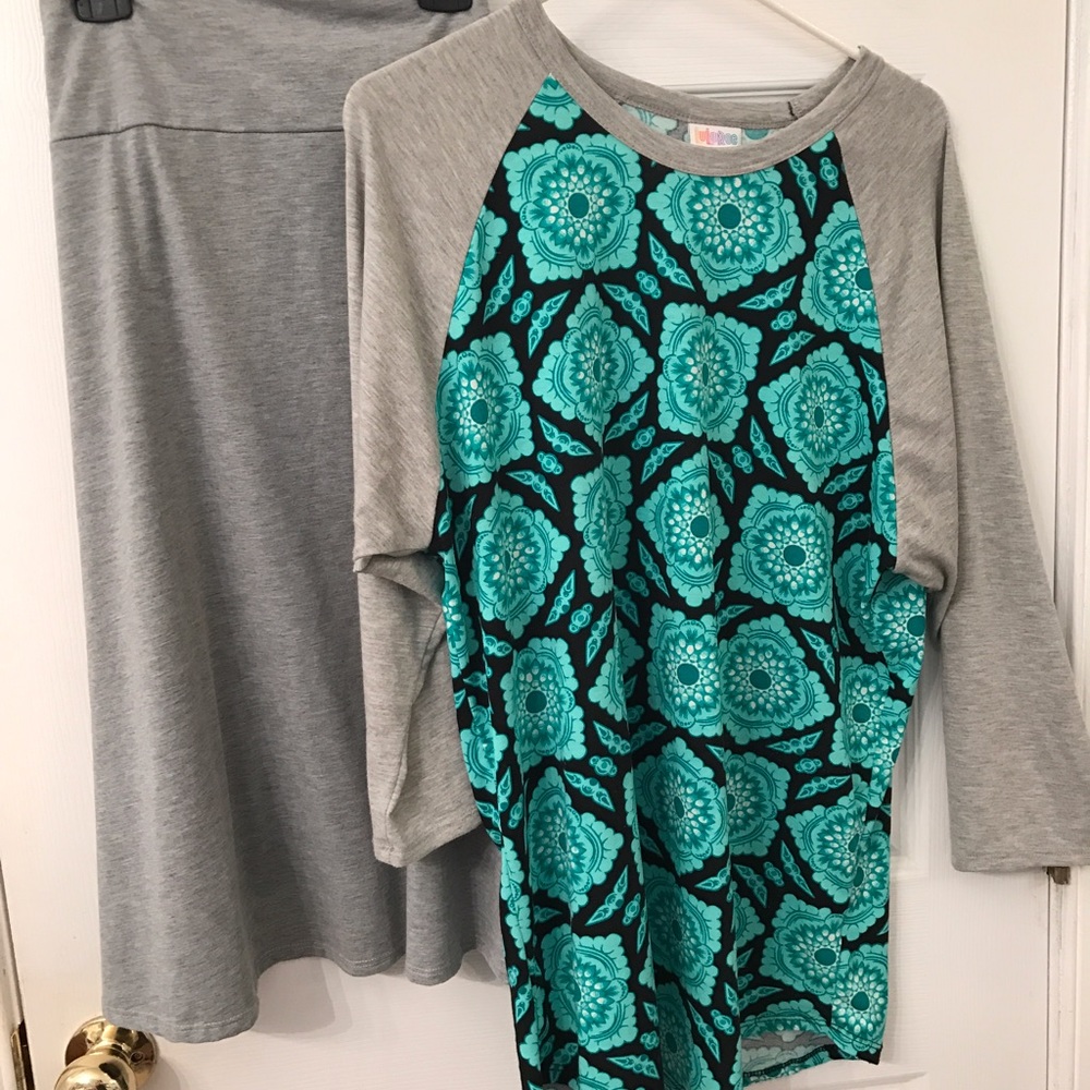 Lularoe Randy shirt and azure skirt