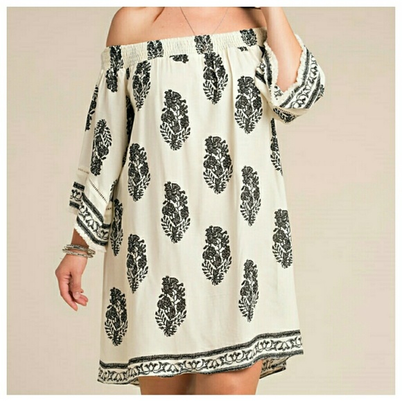 Ivory Tunic Dress With Black Trim - Picture 3 of 3