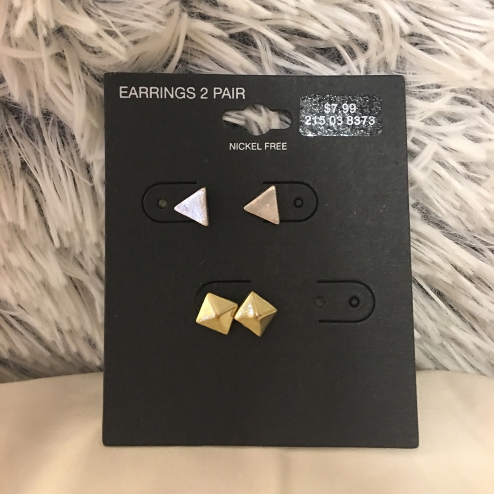 Silver and Gold Geometric Stud Earrings