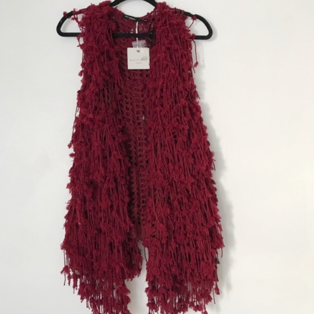 New with tags burgundy shag vest
