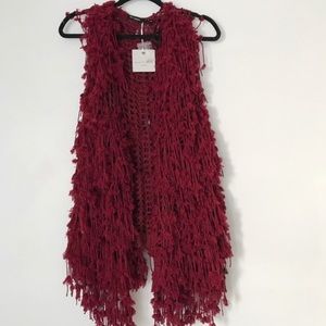 New with tags burgundy shag vest