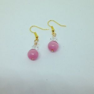 handmade pink cats eye earrings