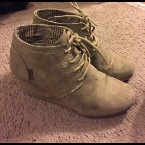 Taupe colored Wedged Booties