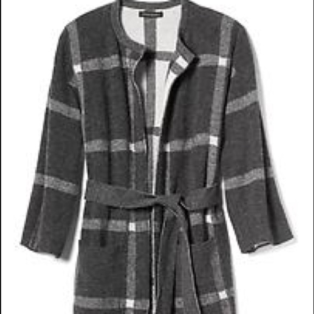 Banana Republic Plaid Belted Coat- medium