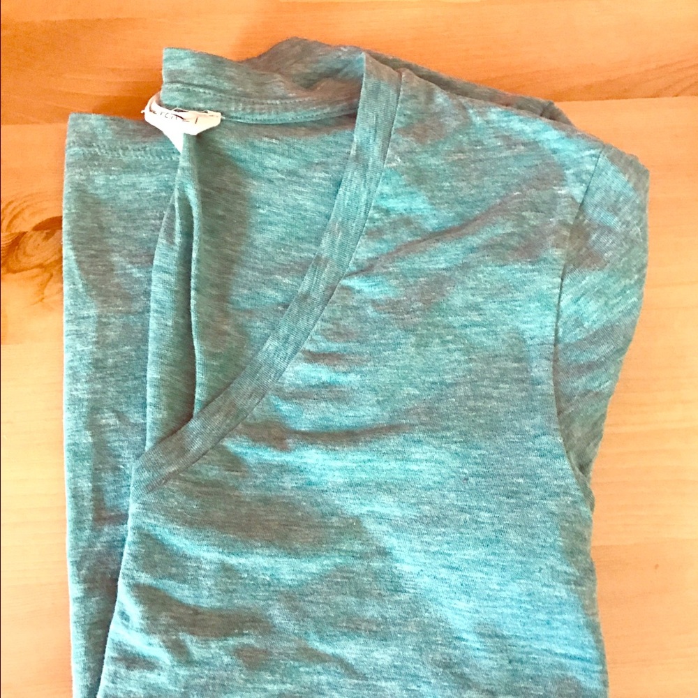 F21 Teal Deep V Tee