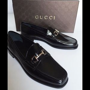 Gucci Horsebit Buckle Patent Leather Loafer Blk