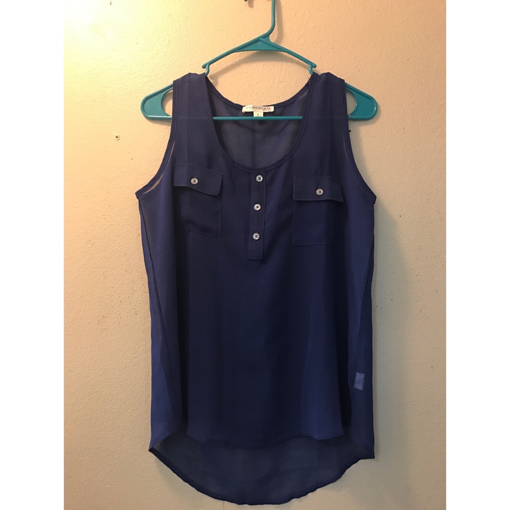 Sheer blue tank top