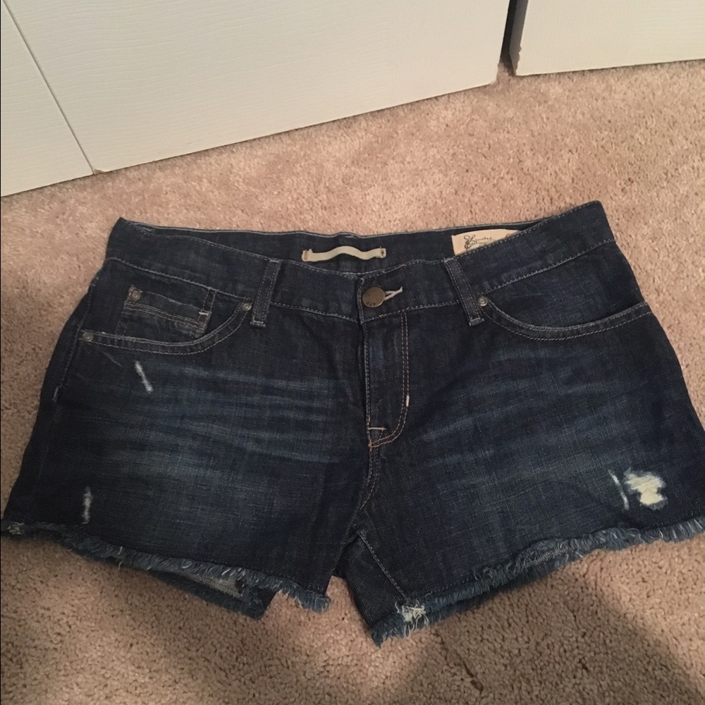Denim Shorts, fringe hem