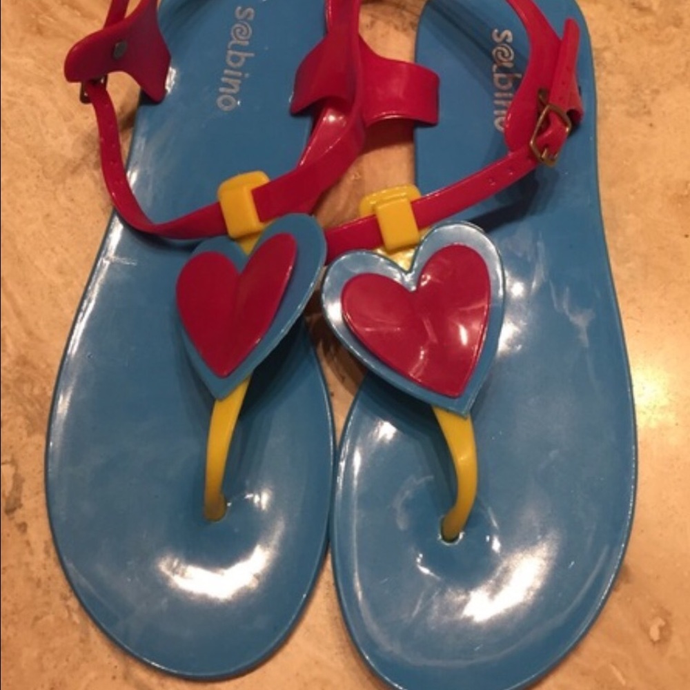 Blue jellies with pink and yellow detail.