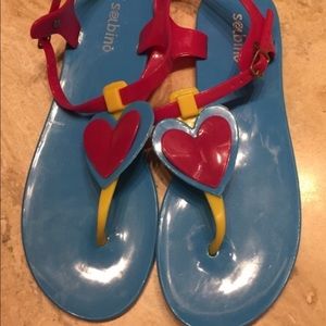 Blue jellies with pink and yellow detail.