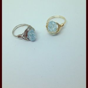 2 for $14 Blue Crackle stone wire wrapped ring