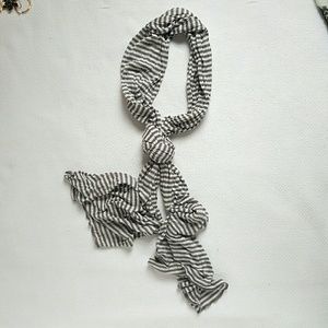 Grey & White Striped Jersey Scarf
