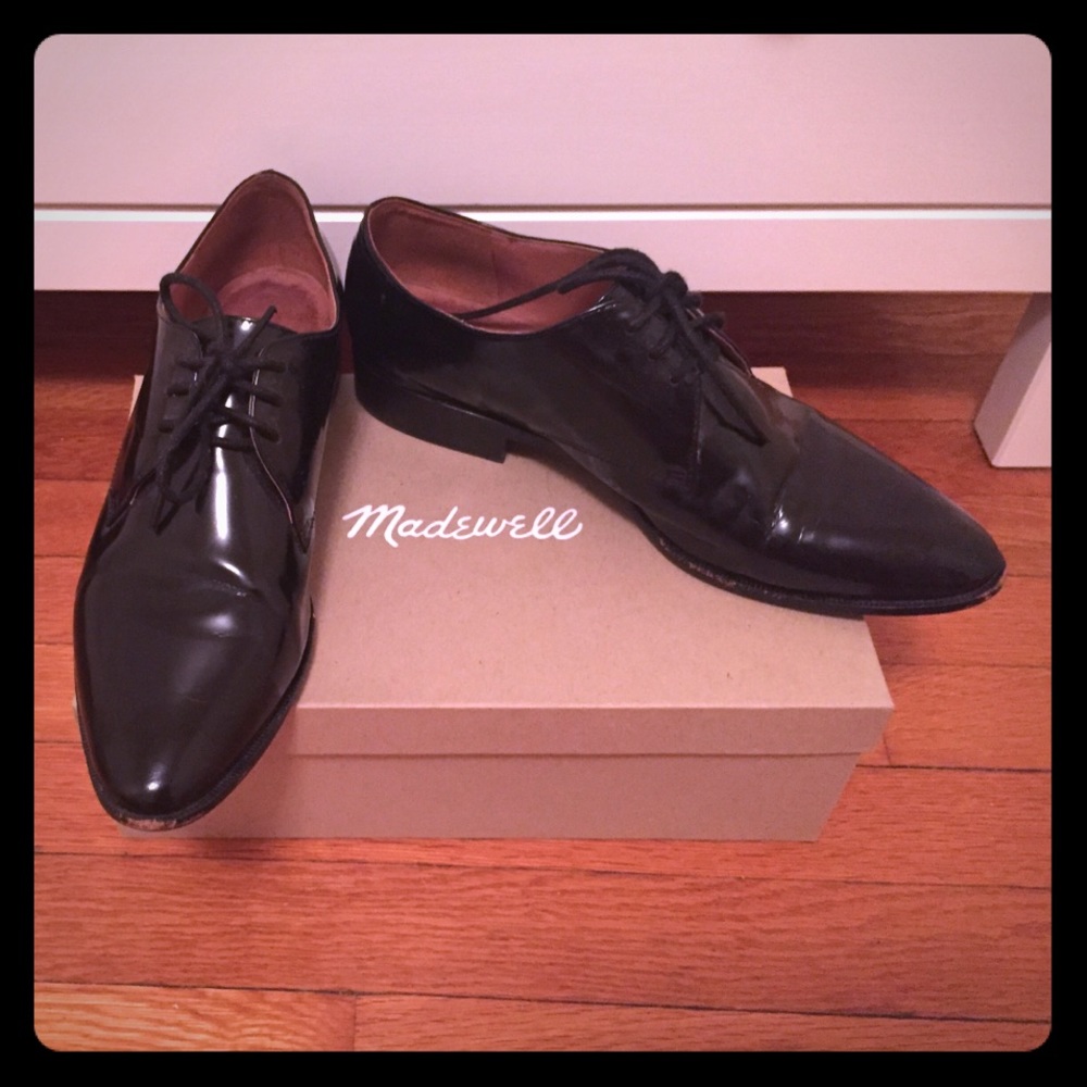 Madewell black leather oxford shoes