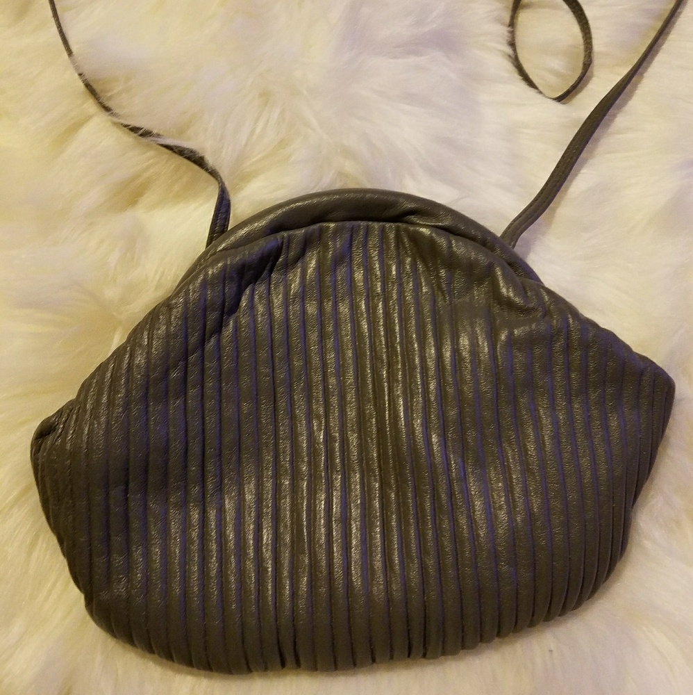 Gray leather crossbody