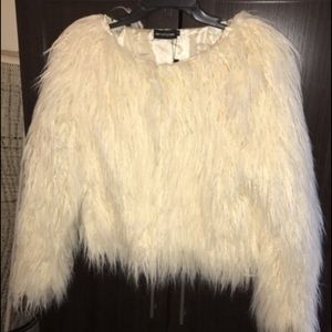 Faux-fur cream coat