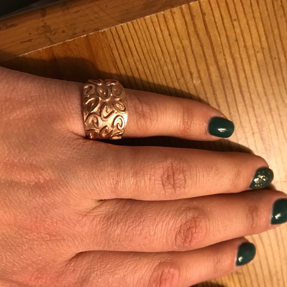 14K rose gold wide heavy band ring custom piece