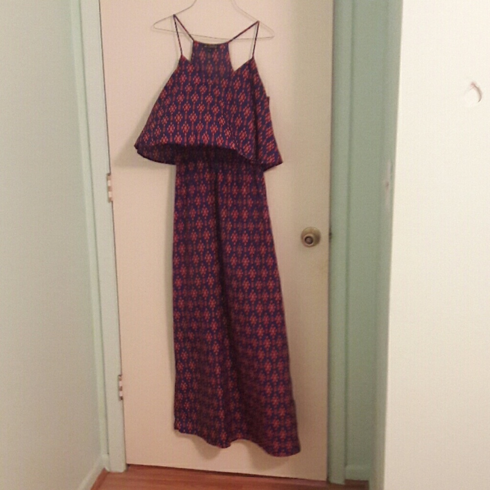 Orange and blue  maxi dress