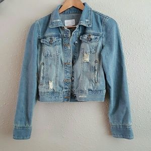 Distressed denim jacket
