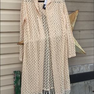 Lace crochet duster with hood