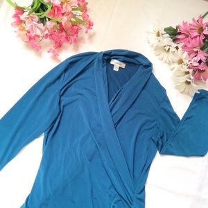 Fullsleeve turquoise blue top blouse twist top