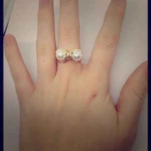 wire wrapped pearl infinity ring