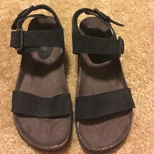F21 Black Suede Buckle Sandals