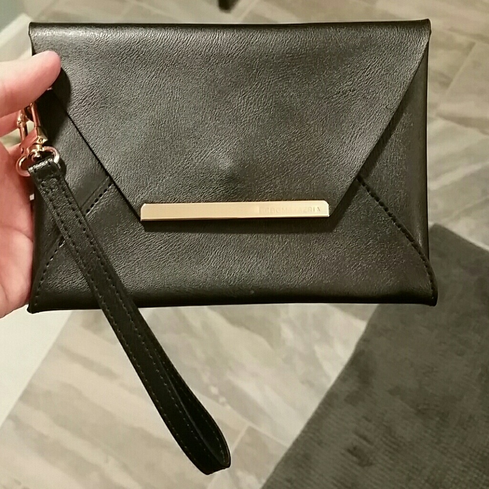 BCBG black envelope clutch/wristlet