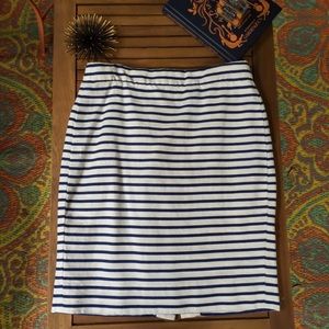 J. Crew Pencil Skirt in White with Blue Stripes