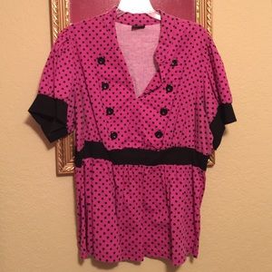 Black and pink polka dot Torrid blouse