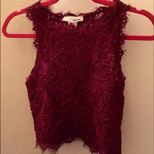 Women's Maroon Lace Crop Top size M