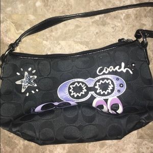 Black coach monogram handbag