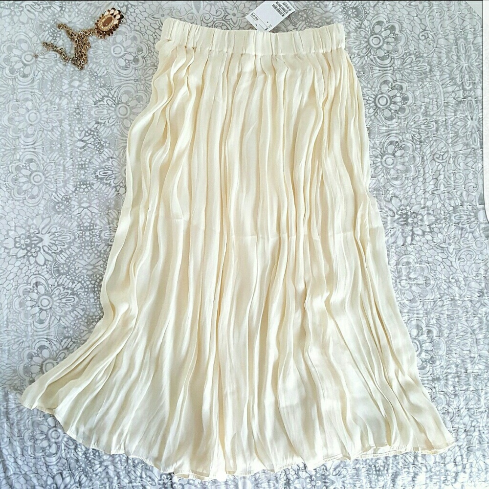 NWT H&M Pleated Chiffon Midi Skirt 6