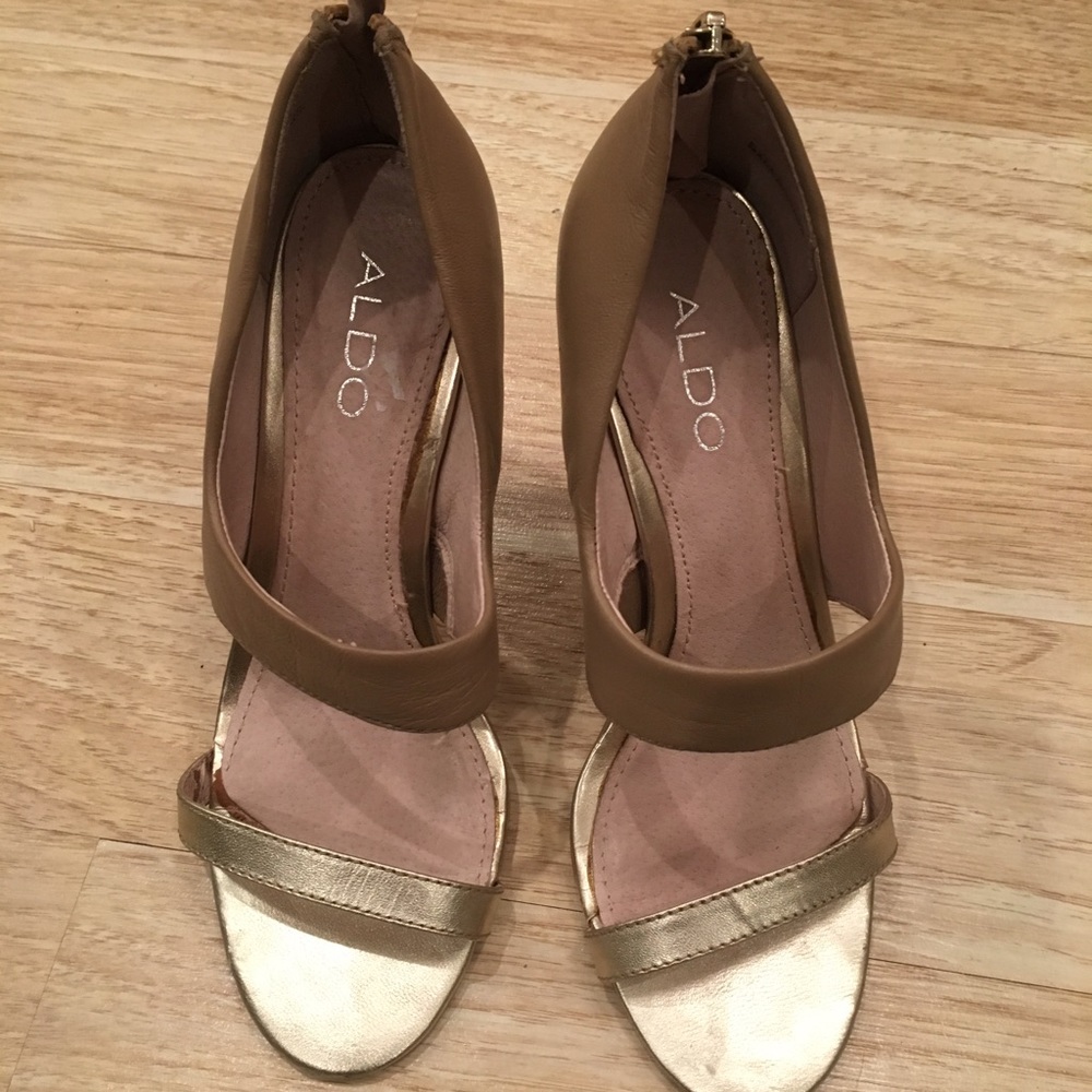 Aldo nude and metallic sandals