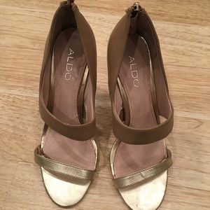 Aldo nude and metallic sandals