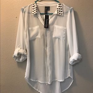 Sheer button down skull shirt
