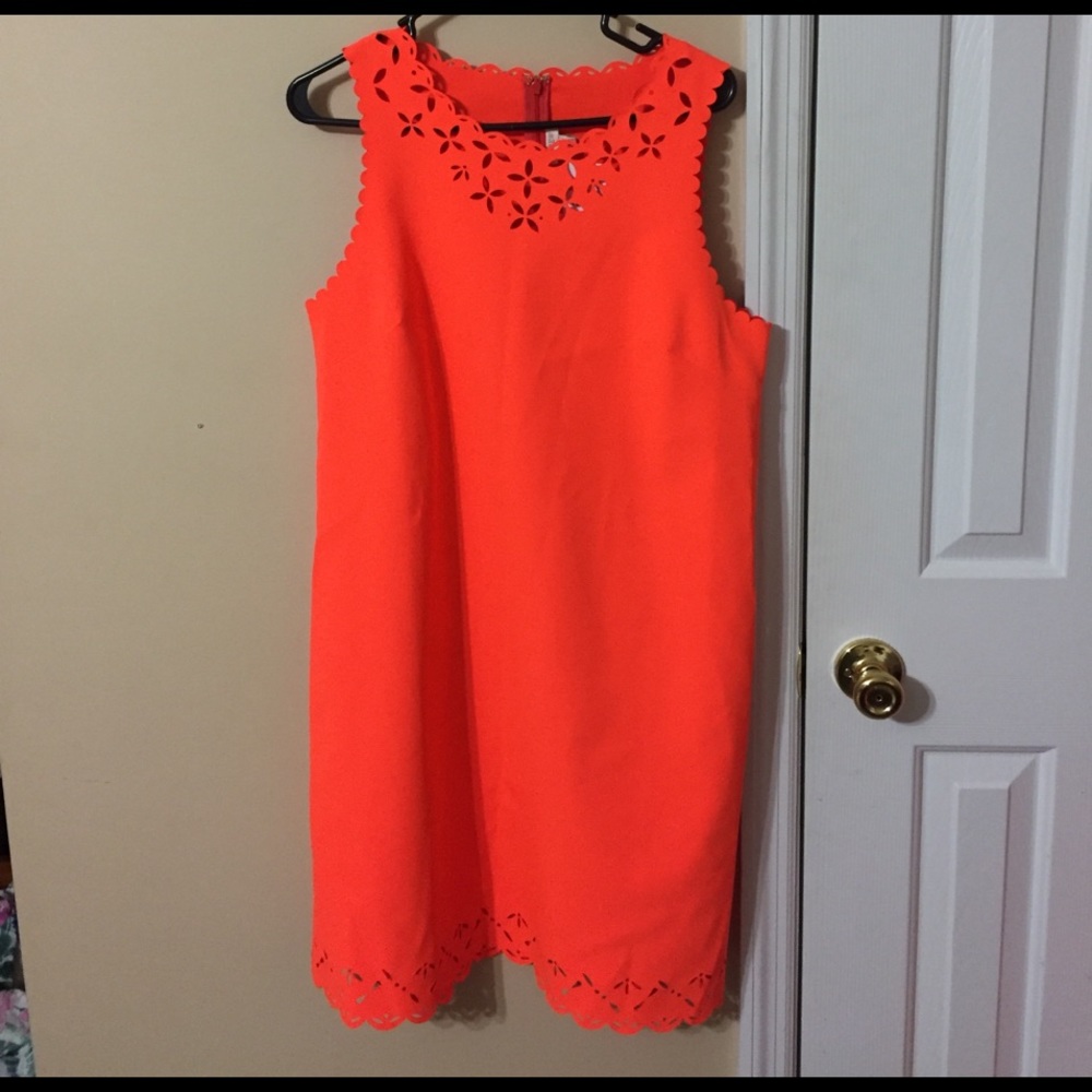 Orange Laser cut out dress from J -Crew .